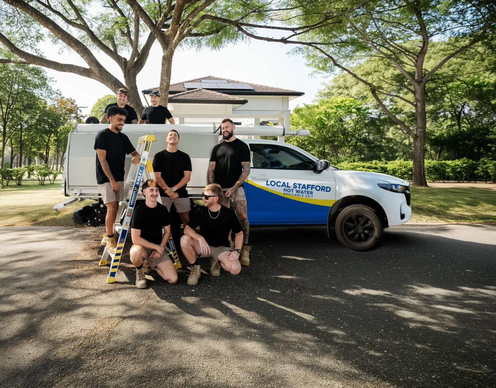 Local Stafford Hot Water team and ute